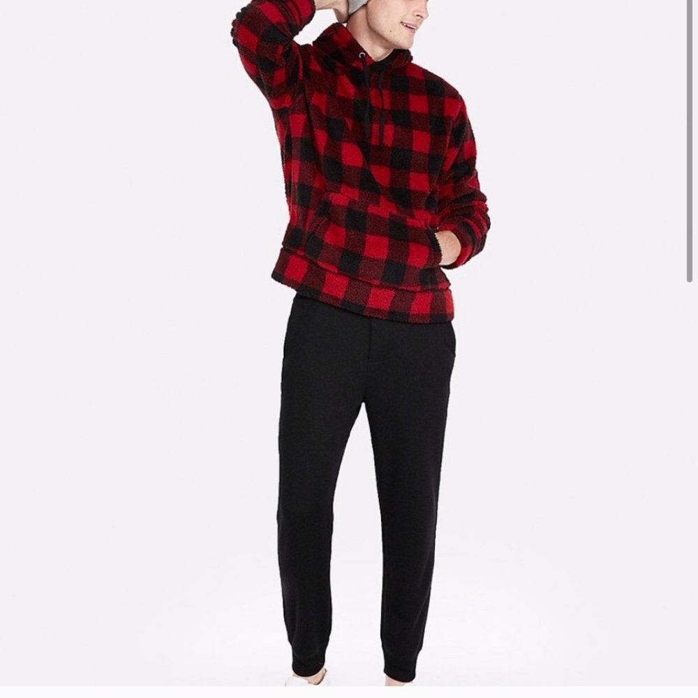 Express Checkered Sherpa Fleece Hoodie